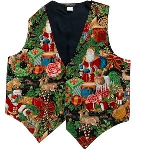 Vintage Saddle River Sportswear Christmas Vest Holiday Fashion Santa Claus